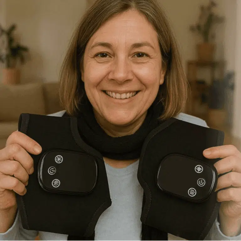 Mulher sorrindo segurando o Vita Feet Relieve